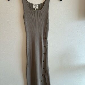 Sleeveless Ribbed Button-Down Dress Hippie Rose